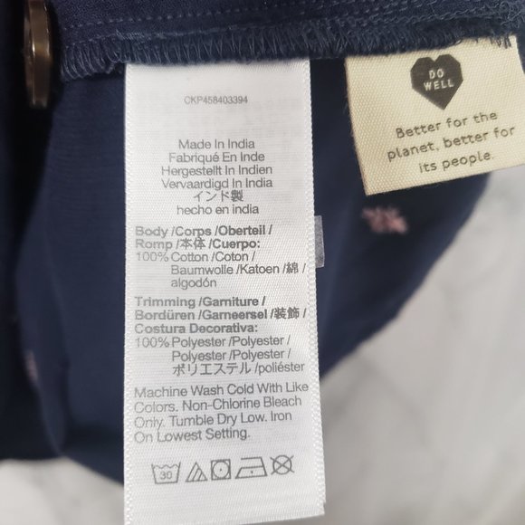 Madewell Navy Corduroy Embroidered Button Up Peasant Blouse Size 2X - Picture 12 of 14